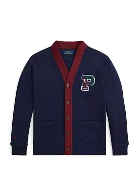 Boys 8-20 Fleece Letterman V-Neck Cardigan