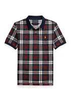 Boys 8-20 Plaid Cotton Mesh Polo Shirt