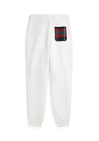 Boys - Plaid Trim Fleece Jogger Pants