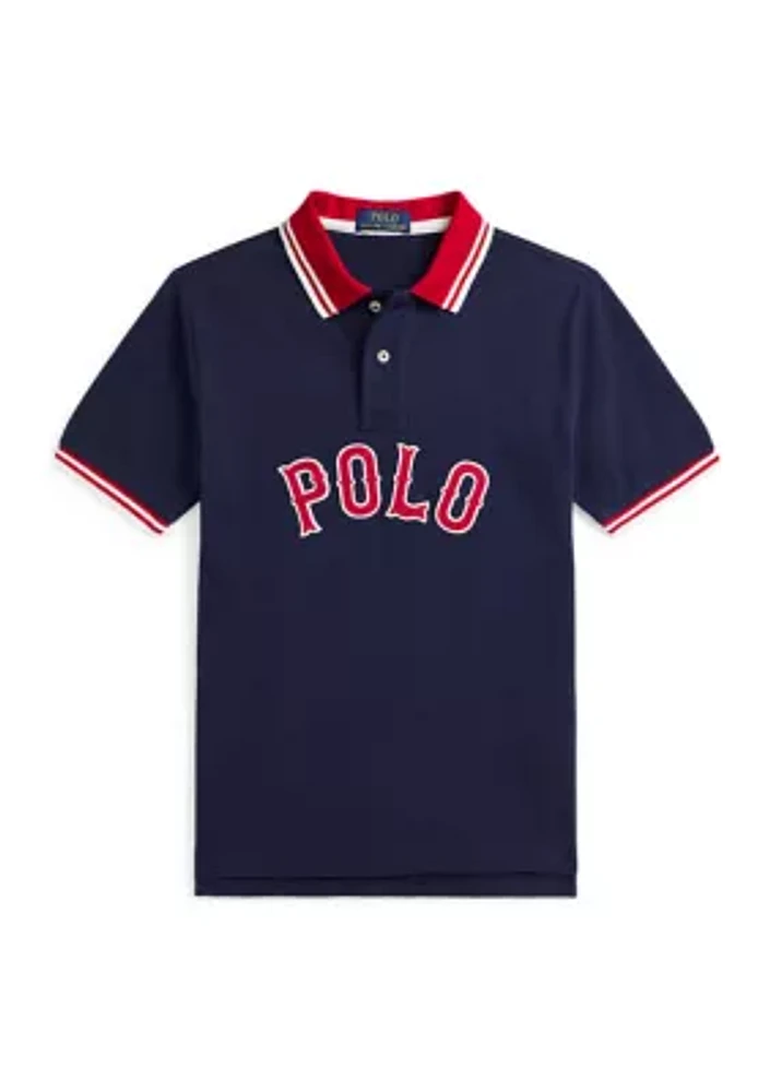 Boys 8-20 BaseballLogo Cotton Mesh Polo Shirt