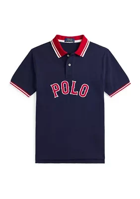 Boys 8-20 BaseballLogo Cotton Mesh Polo Shirt