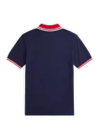 Boys 8-20 BaseballLogo Cotton Mesh Polo Shirt