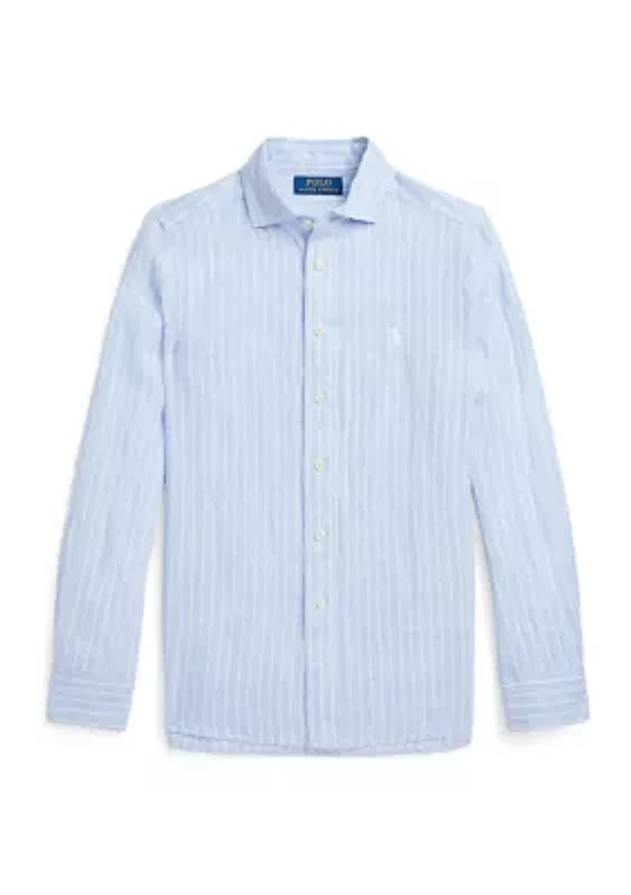 Boys 8-20 Striped Linen Shirt