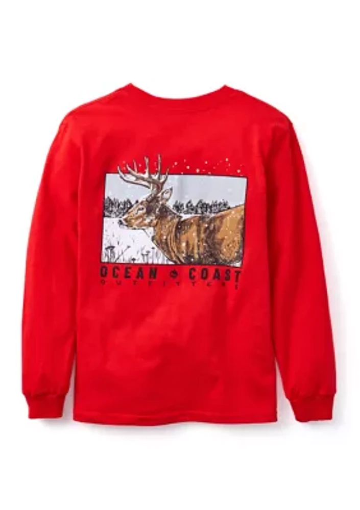 Boys 4-7 Long Sleeve Deer Graphic T-Shirt