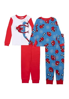 Boys 4-7 Spiderman 4 Piece Printed Pajama Set