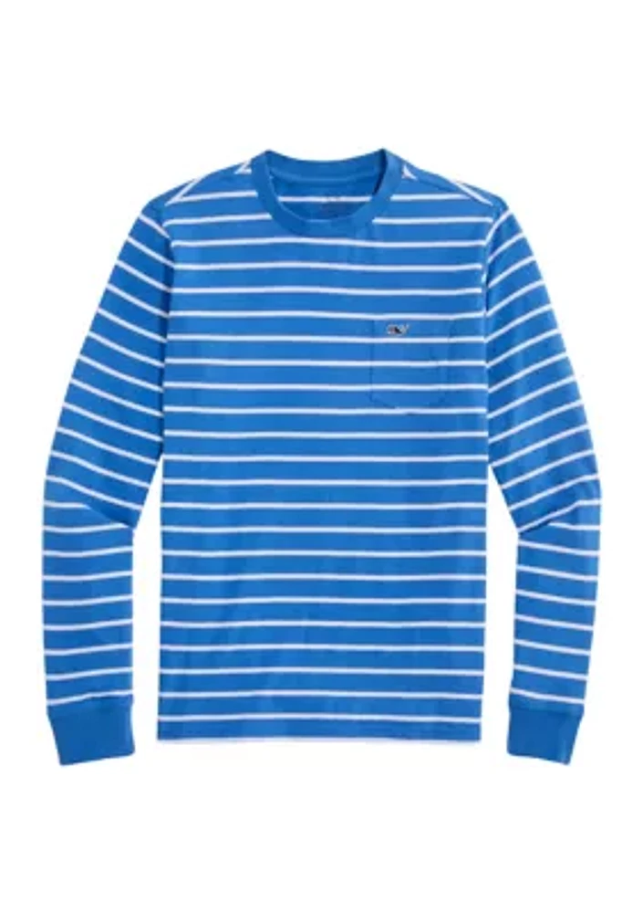 Boys 8-20 Long Sleeve Striped Pocket T-Shirt