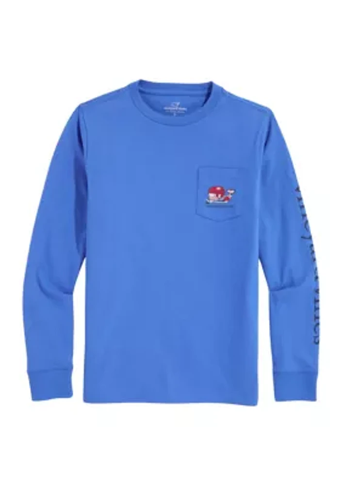 Boys 8-20 Santa Pond Hockey Whale Pocket T-Shirt