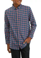 Boys 8-20 Flannel Check Whale Shirt