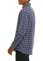 Boys 8-20 Flannel Check Whale Shirt