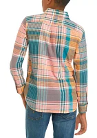 Boys 8-20 Plaid Madras Whale Shirt