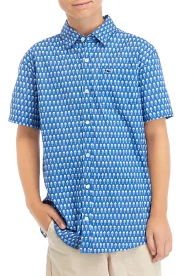 Boys 8-20 Upstream Fish Short Sleeve Shirt