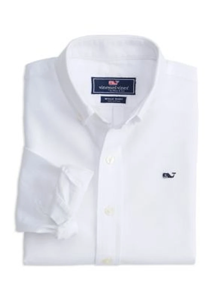 Boys 8-20 Solid Oxford Whale Shirt