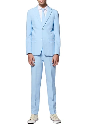 Boys 8-20 Cool Blue Solid Color Suit