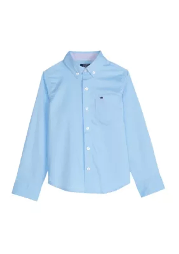 Boys 4-7 Woven Poplin Button Down Shirt