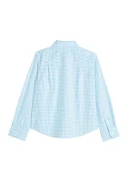 Boys 4-7 Poplin Gingham Printed Button Down Shirt