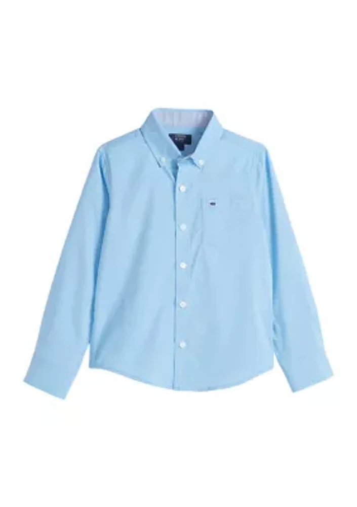 Boys 4-7 Solid Woven Poplin Button Down Shirt