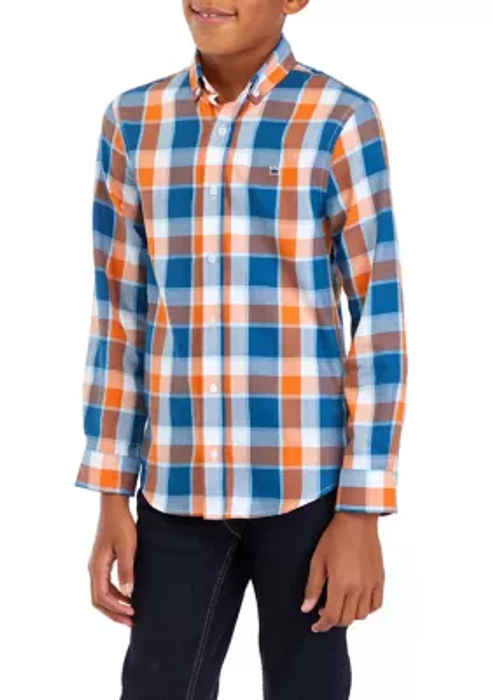 Boys 8-20 Woven Twill Plaid Shirt