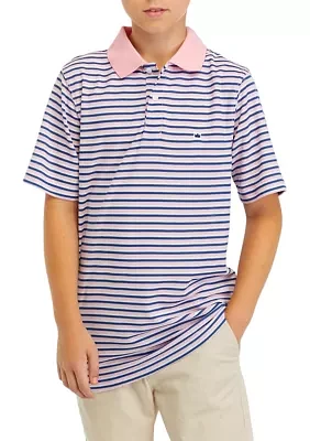 Boys 8-20 Short Sleeve Multi Stripe Performance Polo Shirt