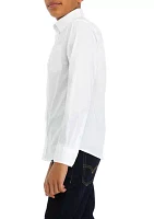 Boys 8-20 Solid Woven Poplin Button Down Shirt