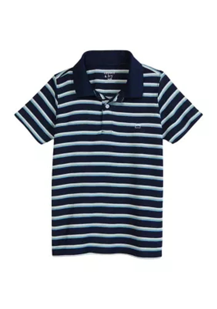 Boys 4-7 Short Sleeve Triple Stripe Performance Polo Shirt