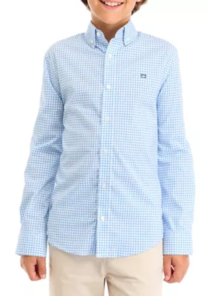 Boys 8-20 Long Sleeve Woven Gingham Shirt