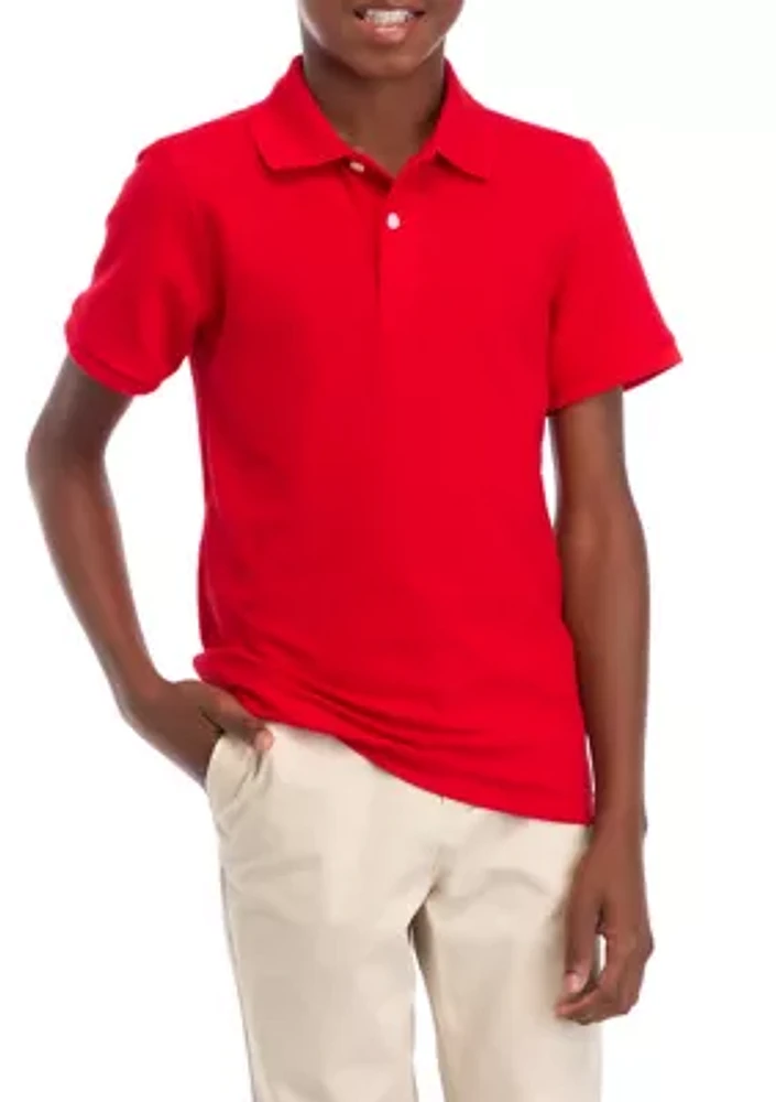 Boys 8-20 Short Sleeve Solid Pique Polo Shirt