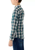 Boys 8-20 Long Sleeve Woven Brushed Twill Tartan Plaid Shirt