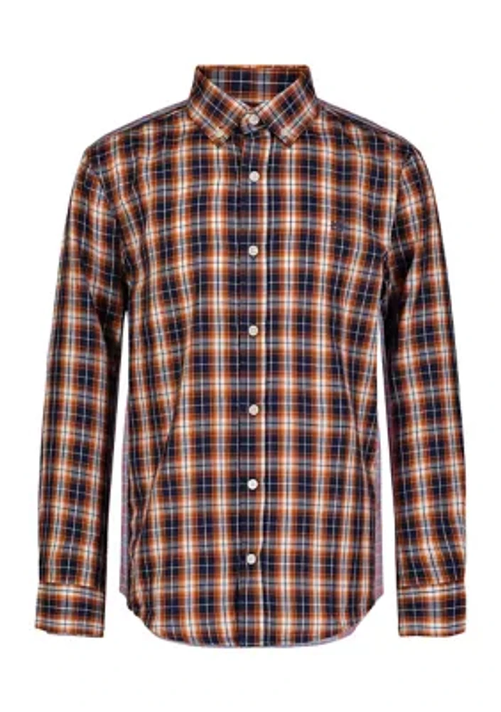 Boys 8-20 Woven Brushed Twill Button Down Shirt