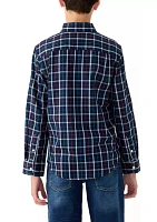 Boys 8-20 Long Sleeve Woven Brushed Twill Box Plaid Shirt