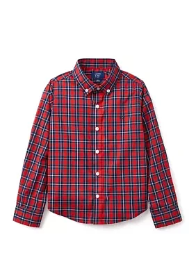 Boys 4-7 Long Sleeve Poplin Plaid Shirt
