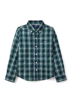 Boys 4-7 Long Sleeve Poplin Plaid Shirt