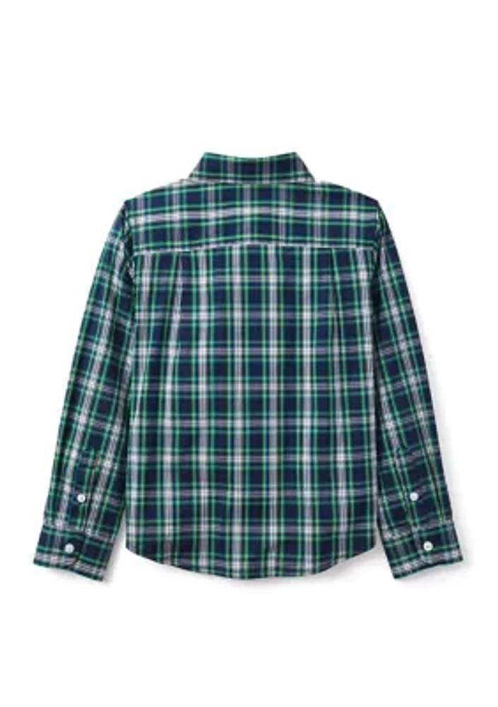 Boys 4-7 Long Sleeve Poplin Plaid Shirt