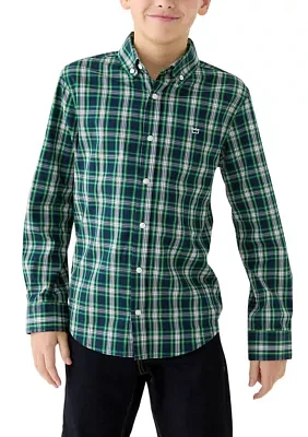 Boys 8-20 Long Sleeve Poplin Plaid Shirt