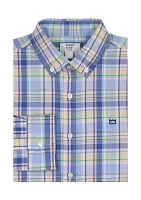 Boys 4-7 Woven Coastal Plaid Poplin Shirt