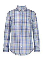 Boys 4-7 Woven Coastal Plaid Poplin Shirt