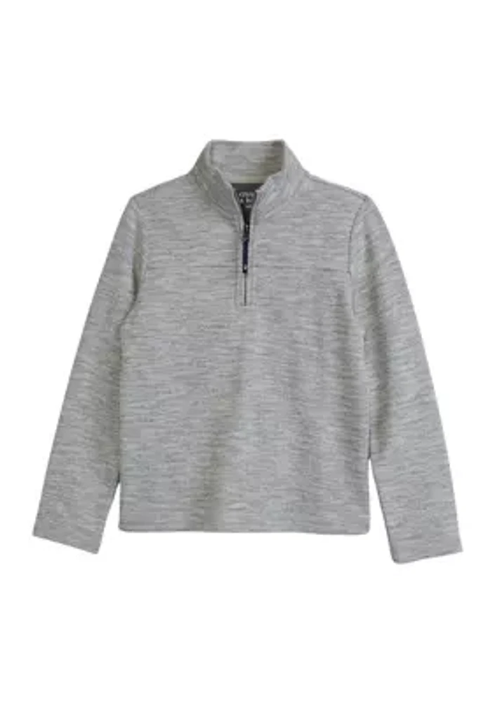 Boys 4- Heather Herringbone 1/4 Zip Pullover