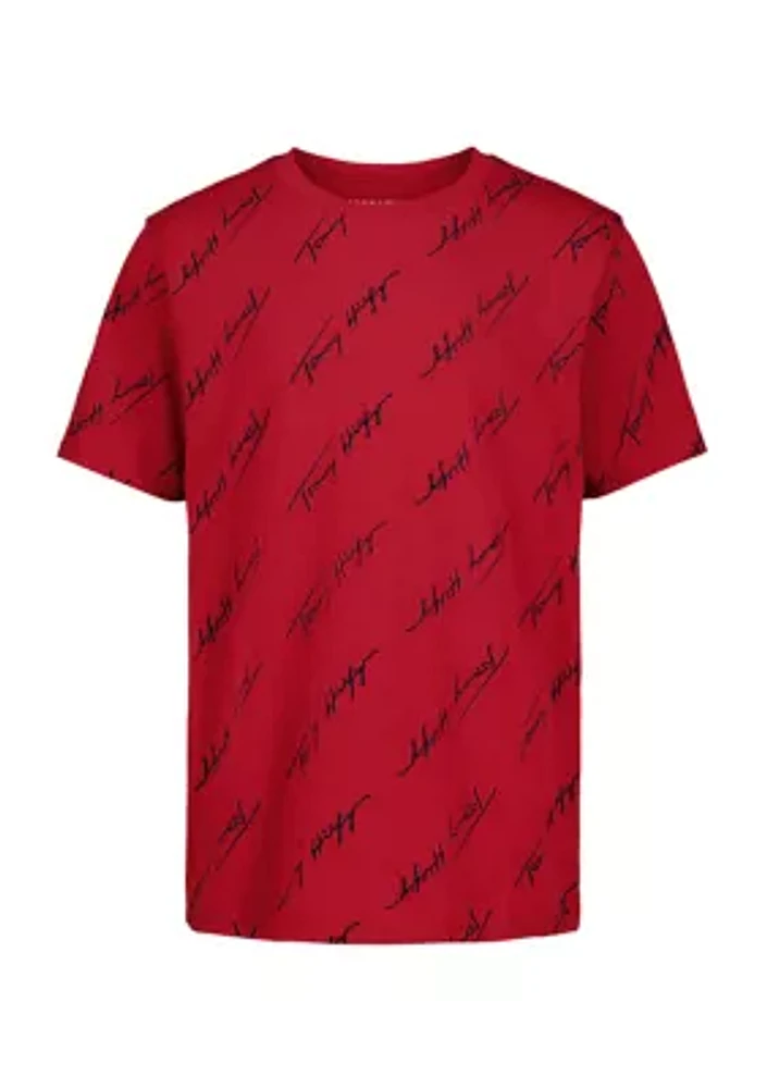 Boys 8-20 Angleed Script Printed T-Shirt