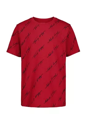 Boys 8-20 Angleed Script Printed T-Shirt