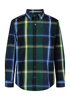 Boys 8-20 Poplin Printed Button Down Shirt