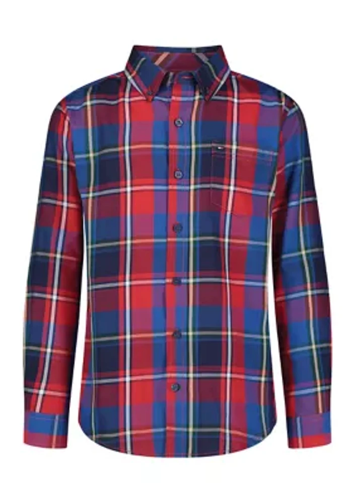 Boys - Saturated Plaid Printed Shirt