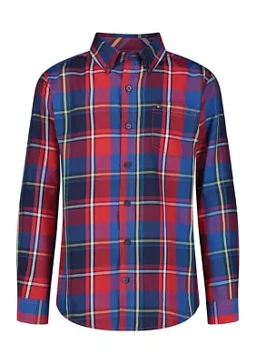 Boys - Saturated Plaid Printed Shirt