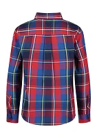 Boys - Saturated Plaid Printed Shirt