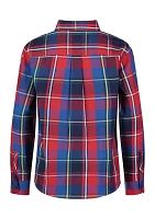 Boys - Saturated Plaid Printed Shirt