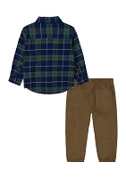 Boys 4-7 Plaid Printed Woven Set