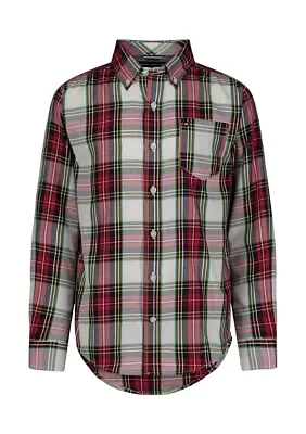 Boys 4-7 Plaid Printed Button Down Shirt