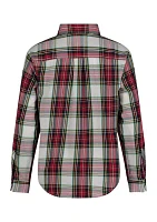 Boys 4-7 Plaid Printed Button Down Shirt