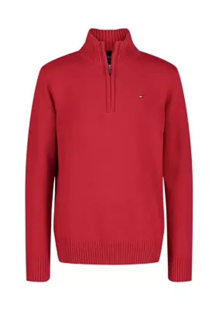 Boys 4- Solid 1/4 Zip Sweater Knit Pullover
