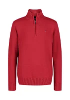 Boys 4- Solid 1/4 Zip Sweater Knit Pullover