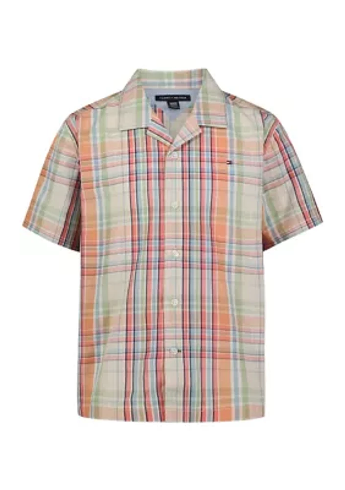 Boys - Short Sleeve Yarn Dyed Camp Shirt