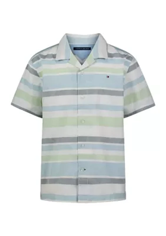 Boys 4-7 Short Sleeve Yarn Dyed Stripe Camp Shirt